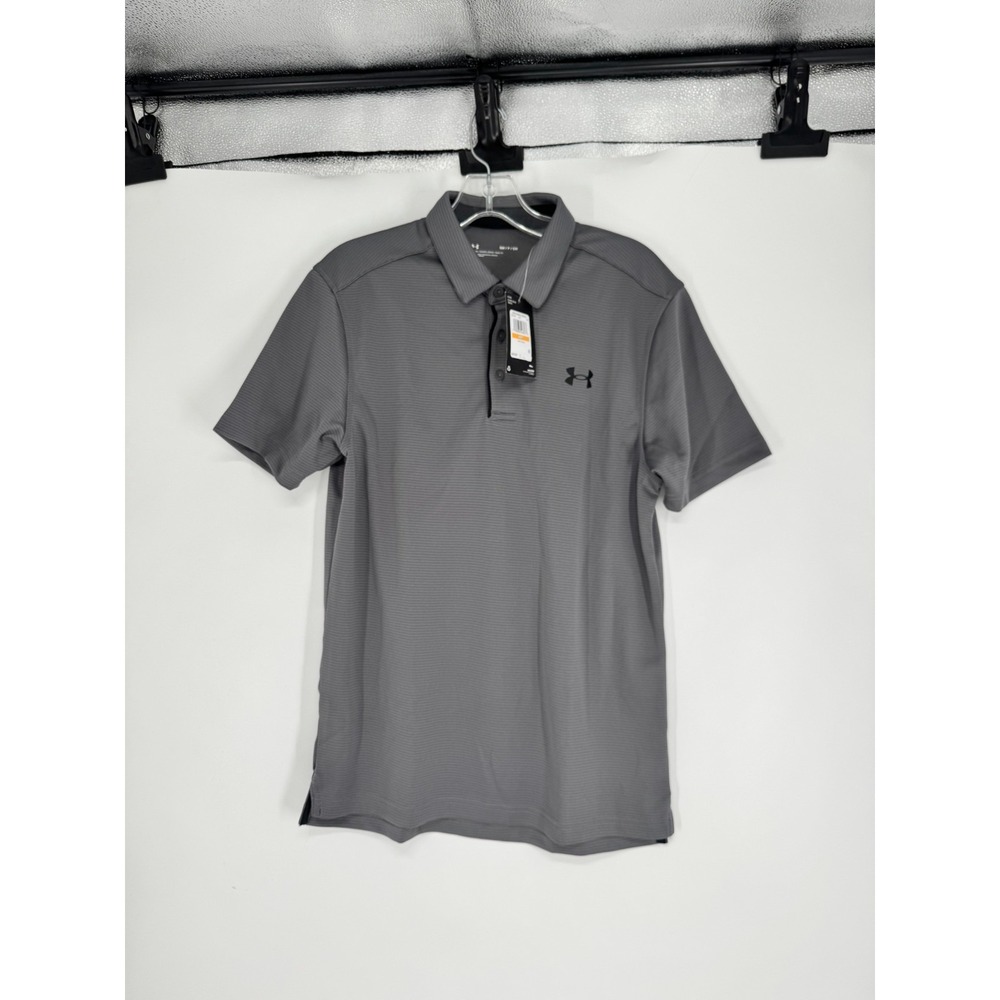 Under Armour Tech Polo Shirt Small Striped Loose Fit Short Sleeve Performance